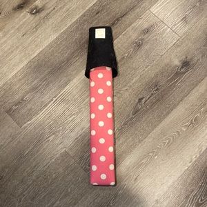 pink and white polka dot foot stretcher